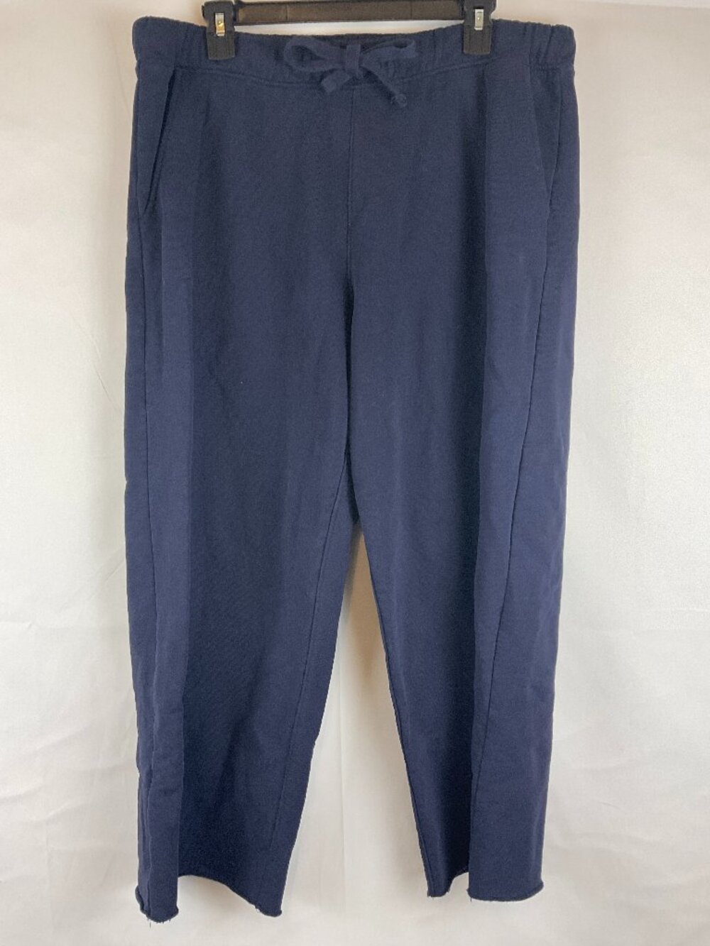 Quince Sweatpants Style Pants XL Navy Blue Elastic Tie Waist Pockets Wide Leg